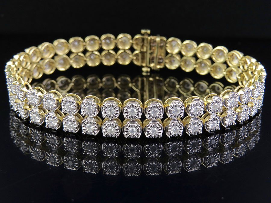 Picture of Elegant Two-Tone Diamond Tennis Bracelet – Yellow and White Gold Options