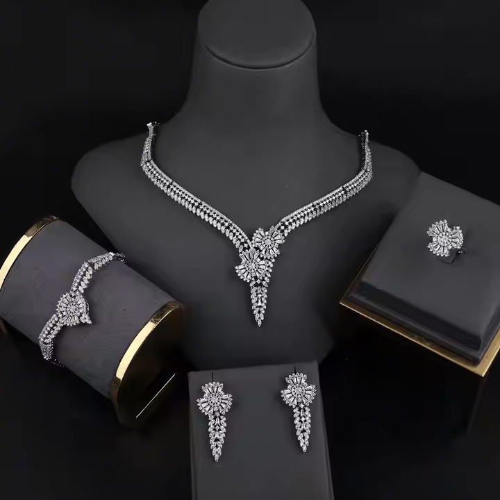 Picture of Stunning Floral Crystal Jewelry Set